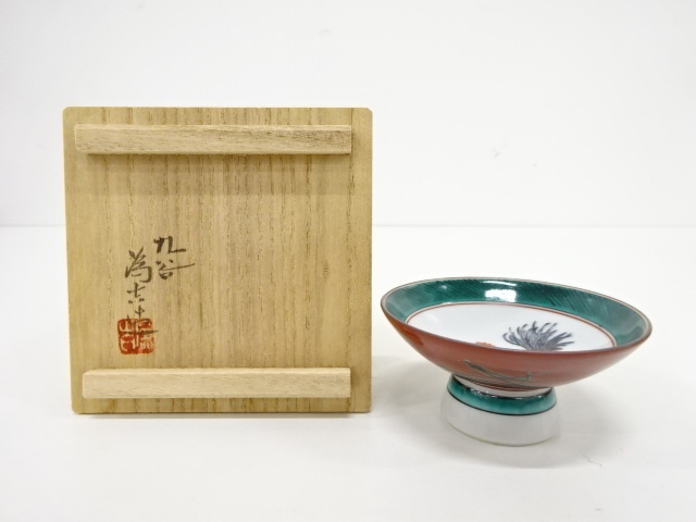 茶道具九谷焼西野昭弘昭月造本金赤細書小紋香炉共箱UR6040